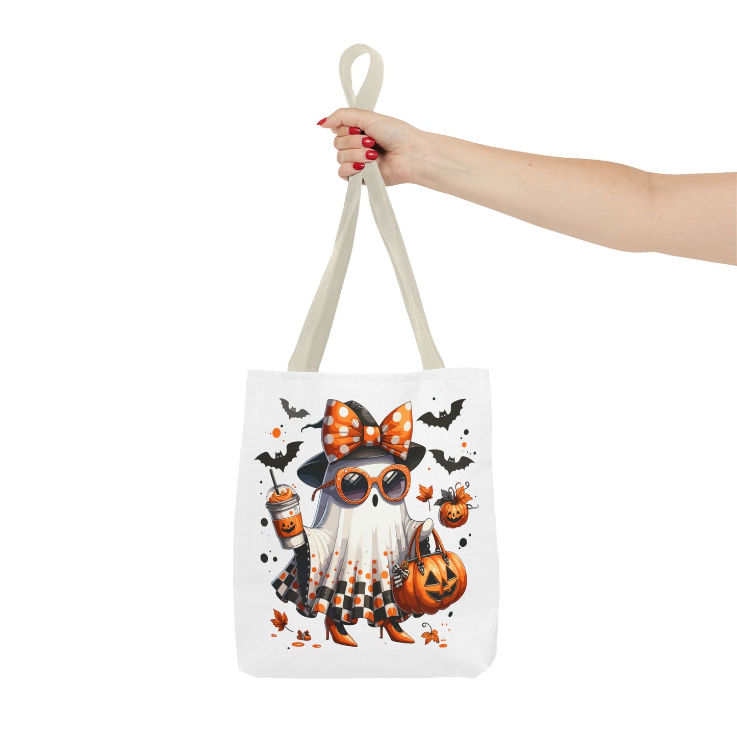 Whimsical Halloween Tote Bag, Spooky Ghost, Trick or Treat, Fall Accessories, Halloween Party Favor, Cute Autumn Decor