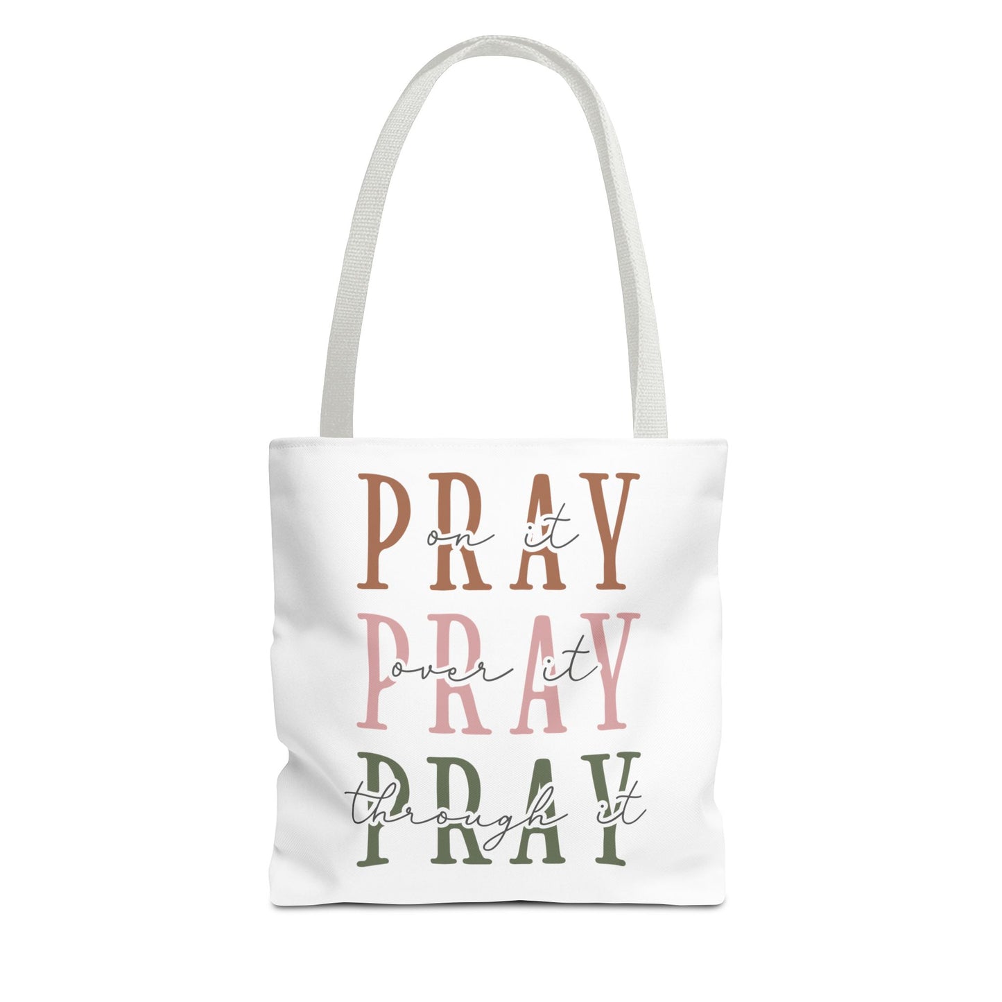Inspirational Tote Bag - Pray It, Power It, Through It, Motivational, Faith-Based Gift, Everyday Use, Church or Study Bag