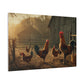 Rooster Farmhouse Canvas Print – Rustic Morning Barnyard Wall Art