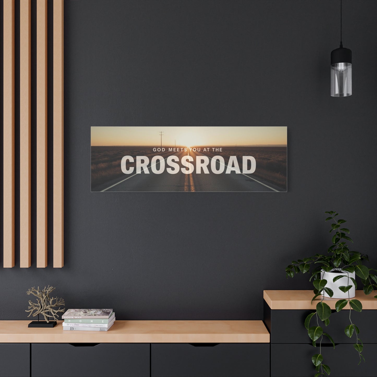Crossroad Inspirational Canvas Wall Art — "God Meets You at the Crossroad" Matte Stretched Print