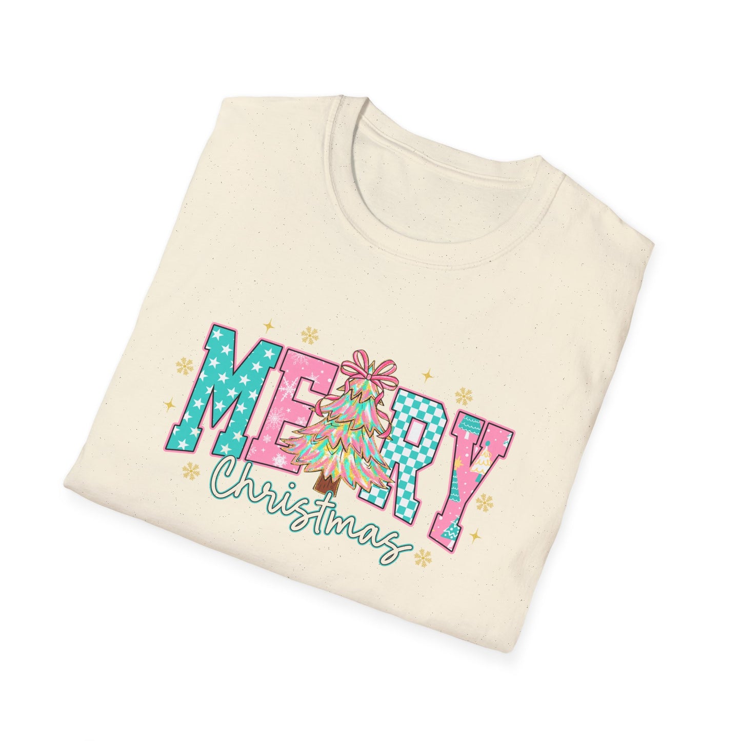 Merry Christmas Unisex Softstyle T-Shirt, Holiday Tee, Christmas Shirt, Festive Apparel, Gift for Him and Her