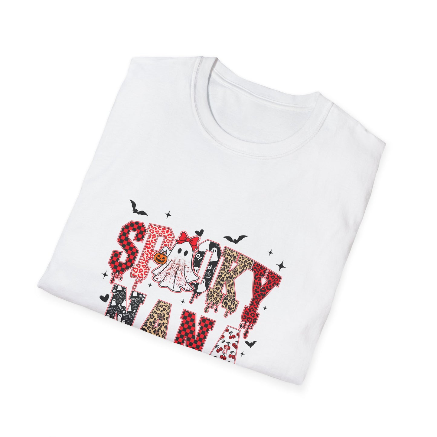 Spooky Nana Unisex Softstyle T-Shirt - Halloween Gift, Cute Witch Tee, Family Costume Shirt, Ghostly Fun Apparel