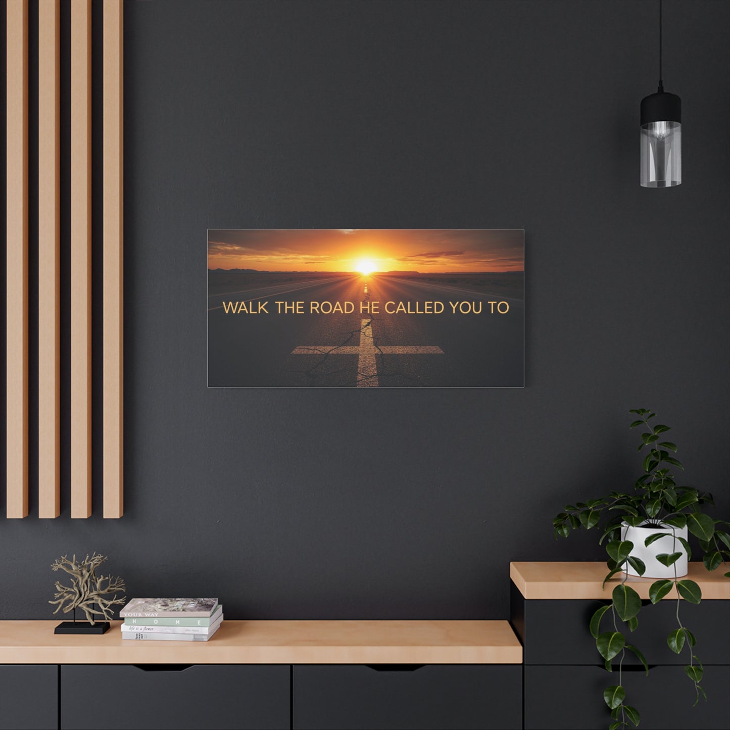 Sunrise Road Canvas Wall Art – "Walk the Road He Called You To" Inspirational Christian Decor