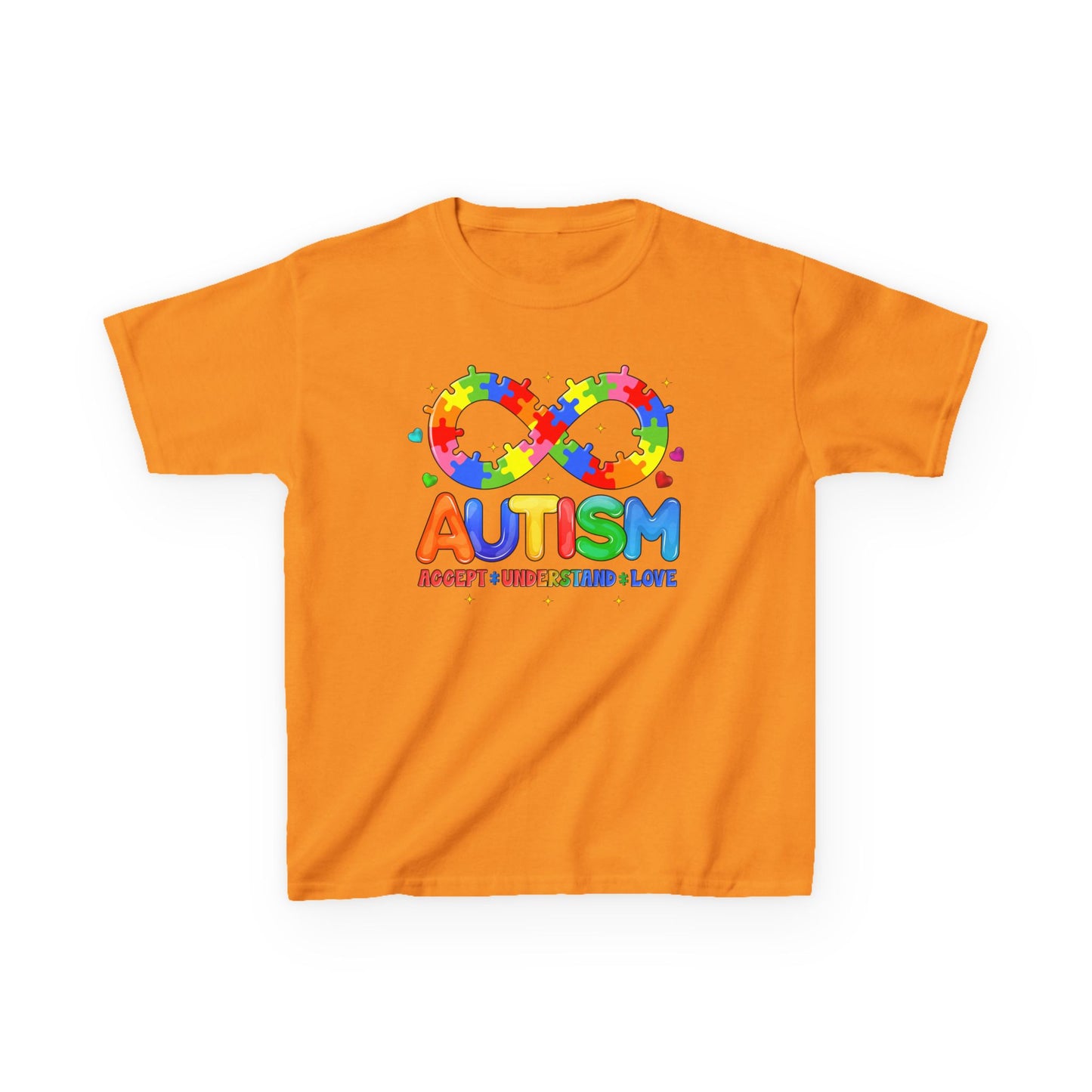 Colorful Autism Awareness Kids Tee, Bright Rainbow Tee, Support, Understand, Love, Gift for Autism Month, Kids Apparel
