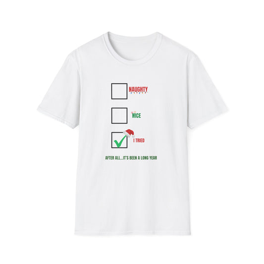 Funny Christmas Checklist T-Shirt – "Tired" Checkbox Holiday Tee