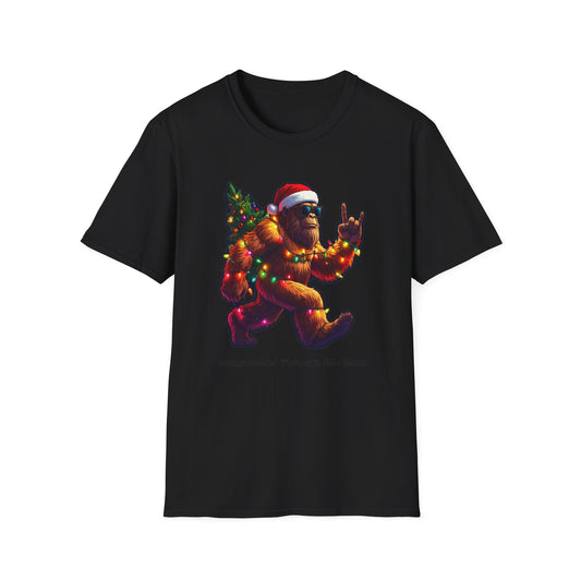 Sasquatch Christmas T-Shirt – “Sasquatchin’ Through the Snow” Holiday Tee
