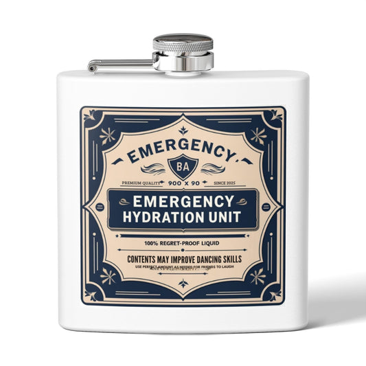 Emergency Hydration Unit Stainless Steel Flask — 6oz Novelty Hip Flask