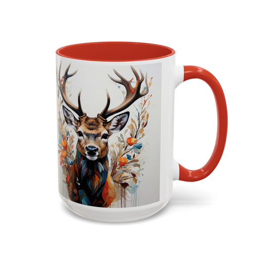 Deer Floral Accent Coffee Mug — Autumn Stag 11/15oz