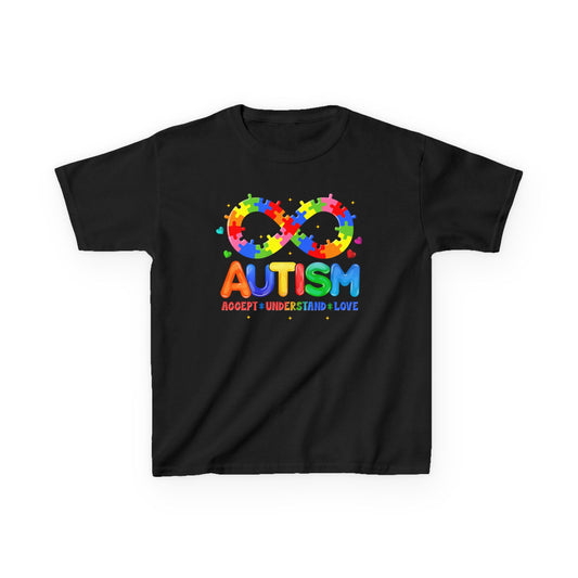Colorful Autism Awareness Kids Tee, Bright Rainbow Tee, Support, Understand, Love, Gift for Autism Month, Kids Apparel