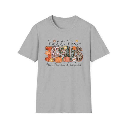 Fall-Themed Jesus T-Shirt, Cozy Autumn Tee for Christians, Faith-Based Gift, Unisex Harvest Shirt, Thanksgiving Apparel