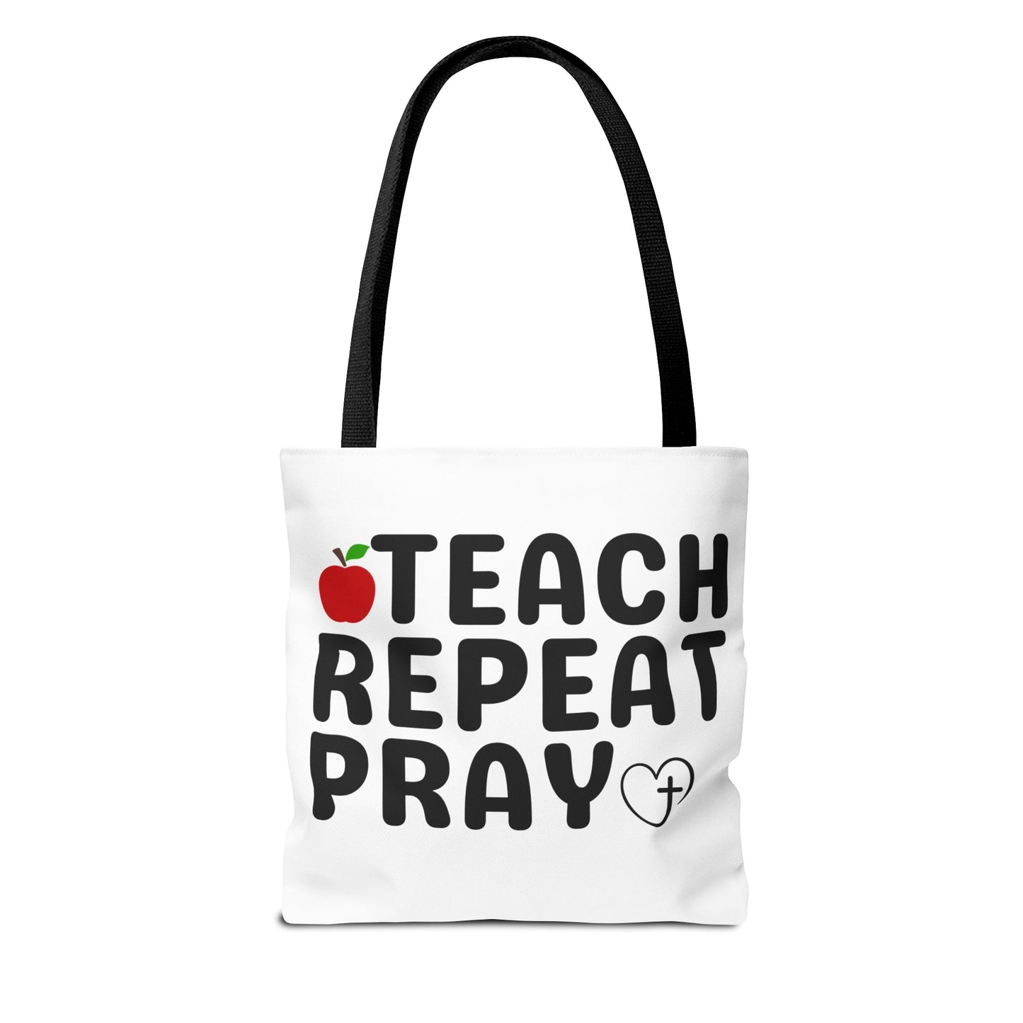 Teach Repeat Pray Tote Bag — Christian Teacher Gift Canvas Grocery Tote