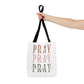 Inspirational Tote Bag - Pray It, Power It, Through It, Motivational, Faith-Based Gift, Everyday Use, Church or Study Bag