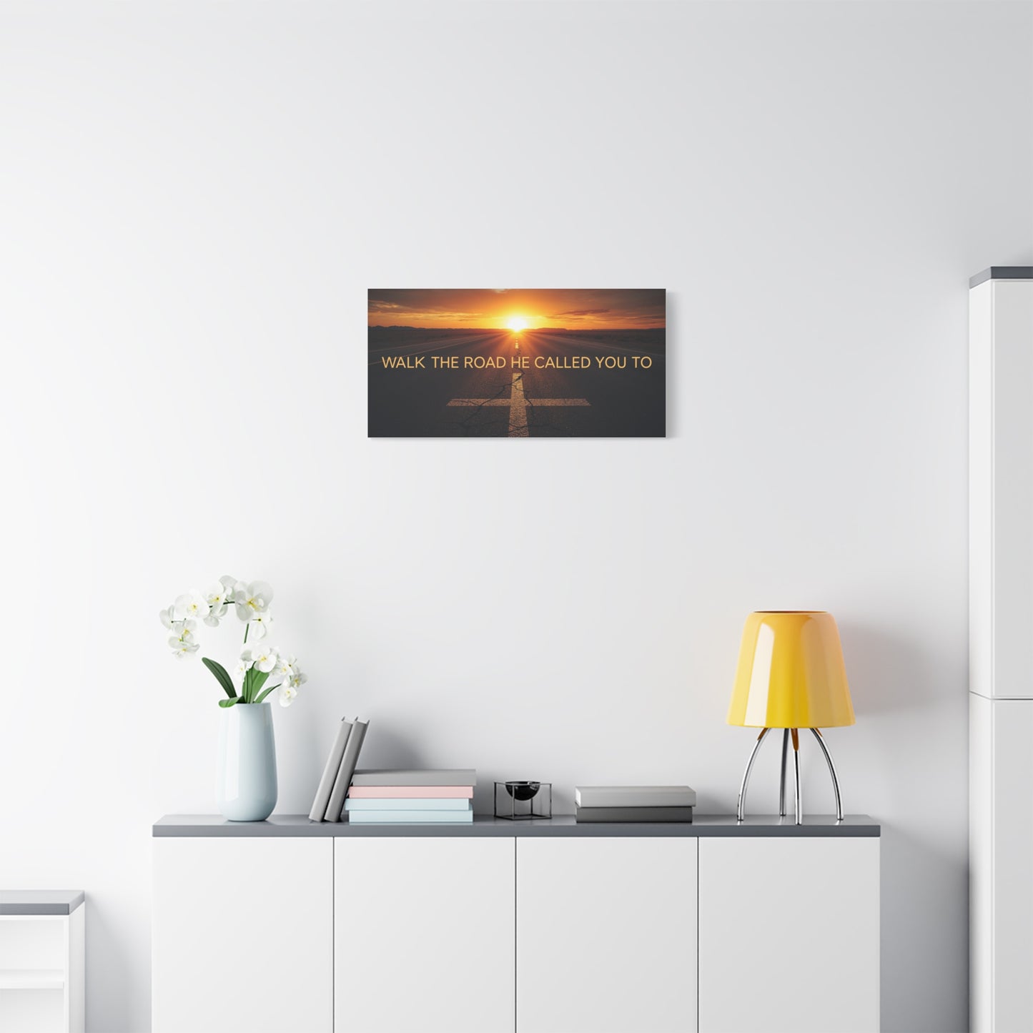 Sunrise Road Canvas Wall Art – "Walk the Road He Called You To" Inspirational Christian Decor
