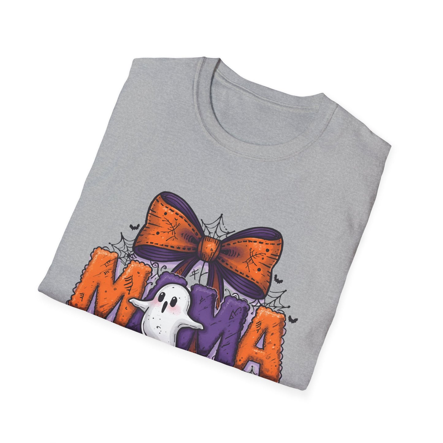 Halloween Ghost Bow T-Shirt, Unisex Softstyle Tee, Fall Fashion, Spooky Shirt, Halloween Gift, Casual Wear