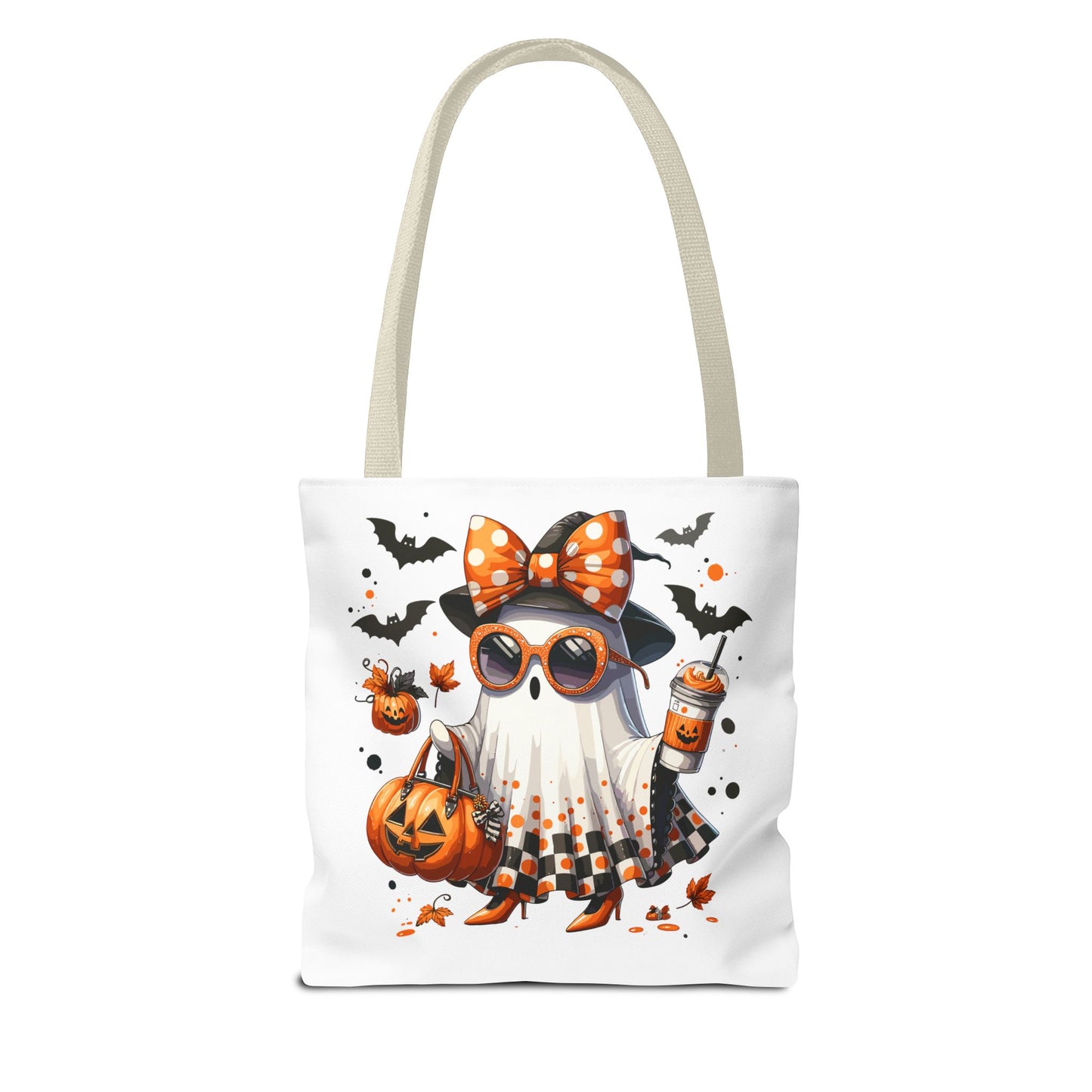 Whimsical Halloween Tote Bag, Spooky Ghost, Trick or Treat, Fall Accessories, Halloween Party Favor, Cute Autumn Decor