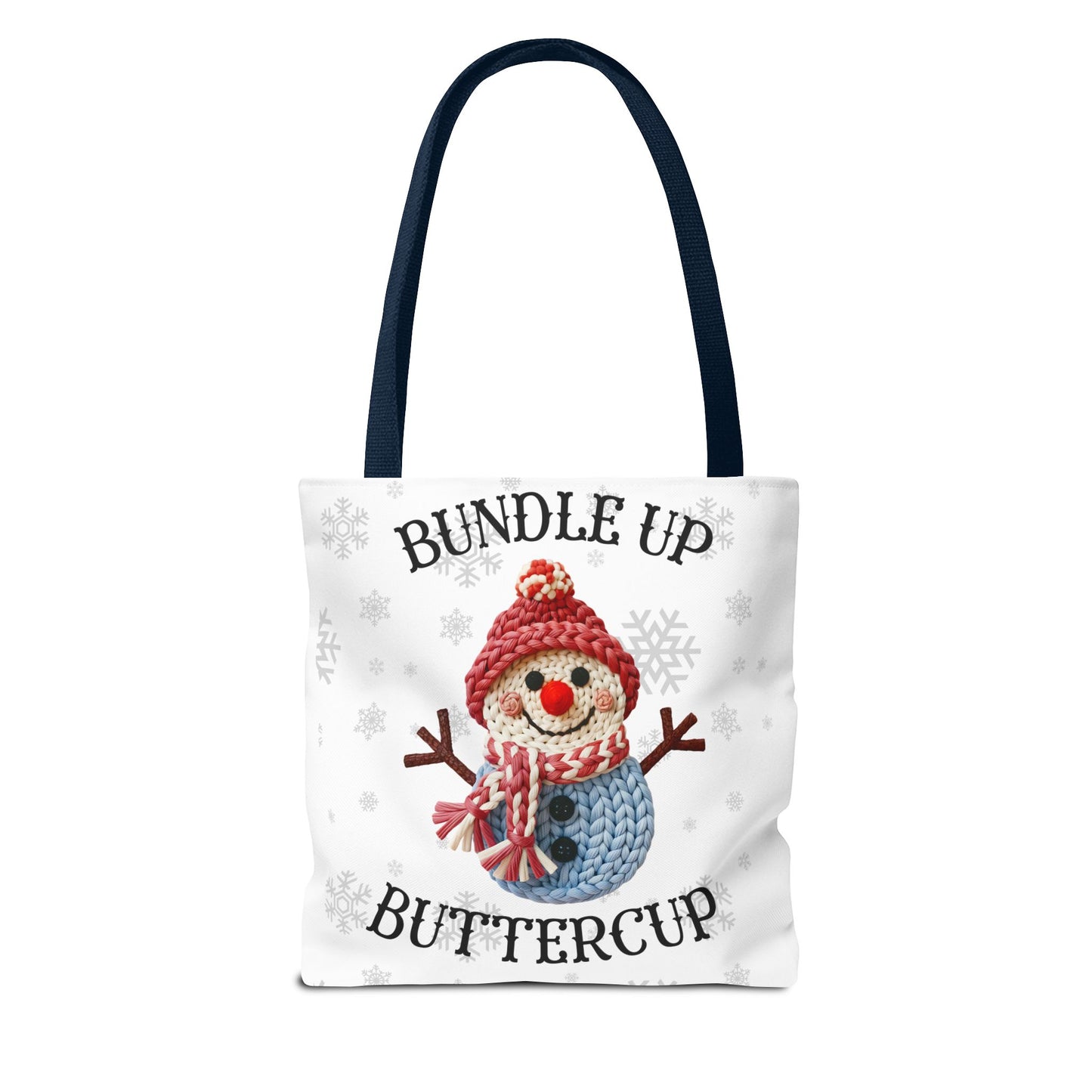 Holiday Snowman Tote Bag — “Bundle Up Buttercup” Christmas Market Tote