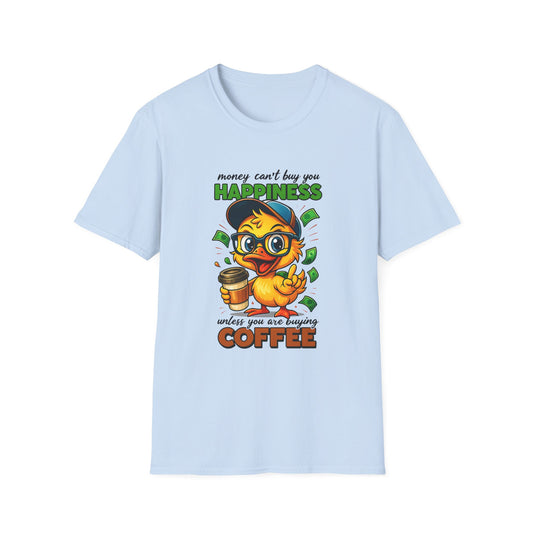 Coffee Lover's Unisex T-Shirt - Cute Duck Design, Humor Tee, Gift for Coffee Enthusiasts, Fun Casual Top, Perfect for Birthdays, Holidays