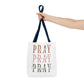 Inspirational Tote Bag - Pray It, Power It, Through It, Motivational, Faith-Based Gift, Everyday Use, Church or Study Bag