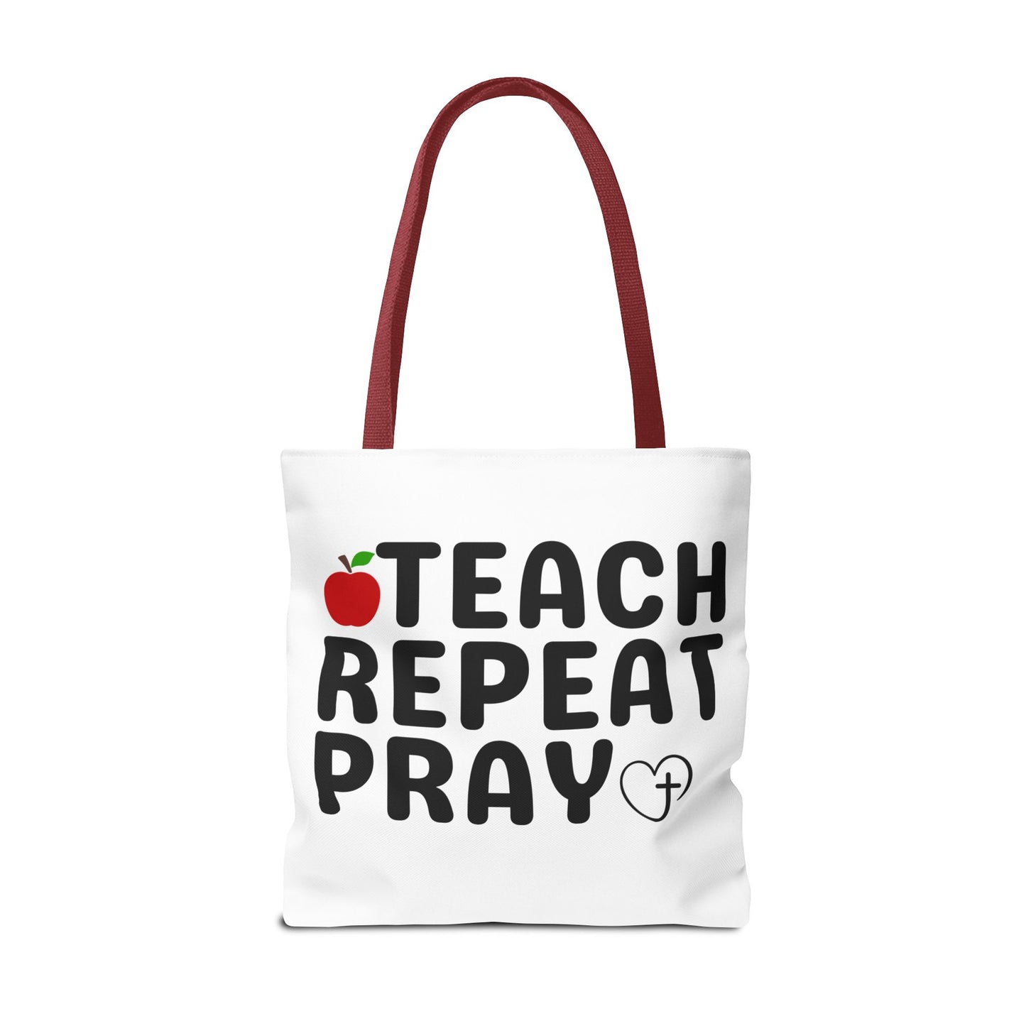 Teach Repeat Pray Tote Bag — Christian Teacher Gift Canvas Grocery Tote