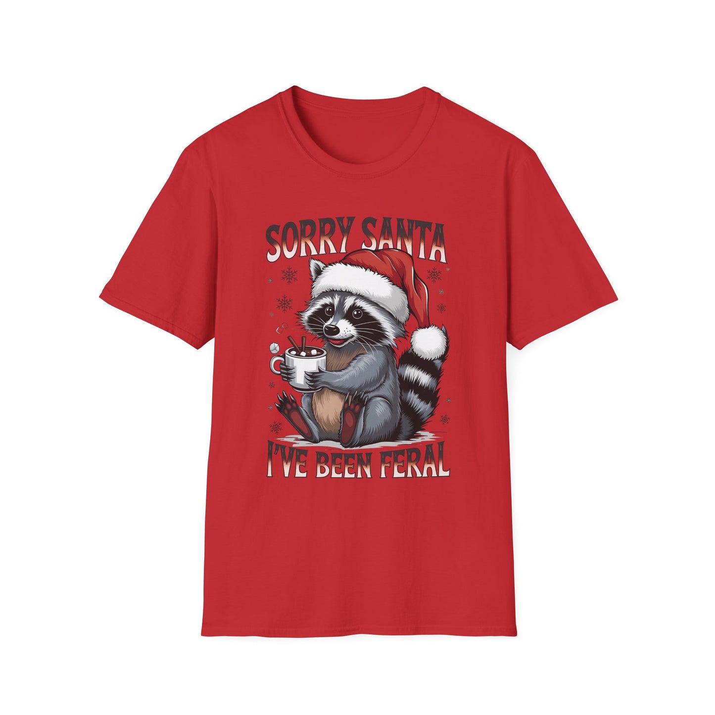 Sorry Santa I've Been Feral T-Shirt — Funny Raccoon Christmas Tee