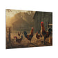 Rooster Farmhouse Canvas Print – Rustic Morning Barnyard Wall Art