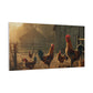 Rooster Farmhouse Canvas Print – Rustic Morning Barnyard Wall Art