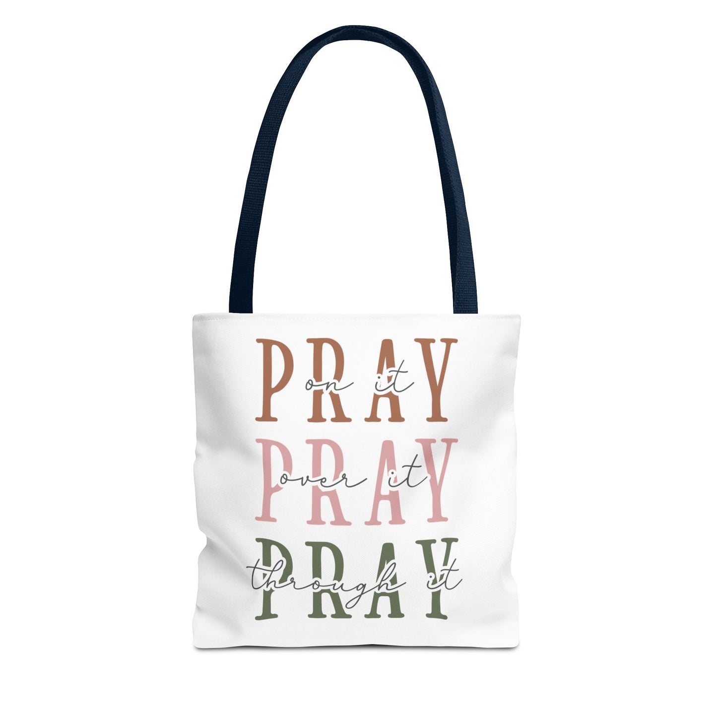 Inspirational Tote Bag - Pray It, Power It, Through It, Motivational, Faith-Based Gift, Everyday Use, Church or Study Bag