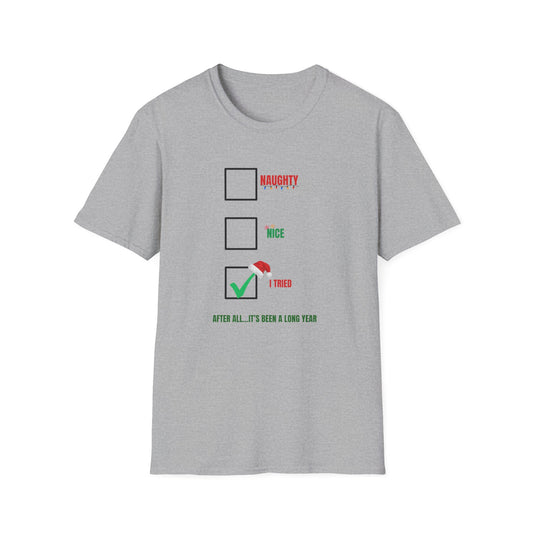 Funny Christmas Checklist T-Shirt – "Tired" Checkbox Holiday Tee
