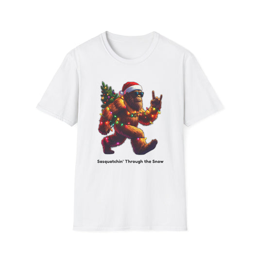 Sasquatch Christmas T-Shirt – “Sasquatchin’ Through the Snow” Holiday Tee