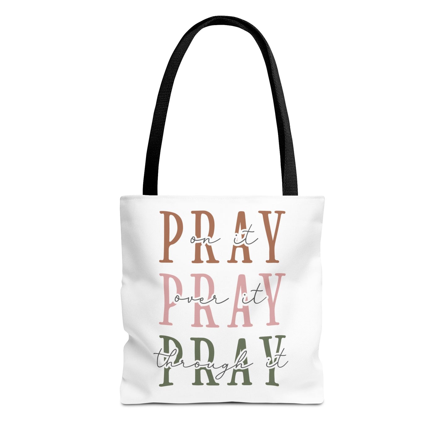 Inspirational Tote Bag - Pray It, Power It, Through It, Motivational, Faith-Based Gift, Everyday Use, Church or Study Bag