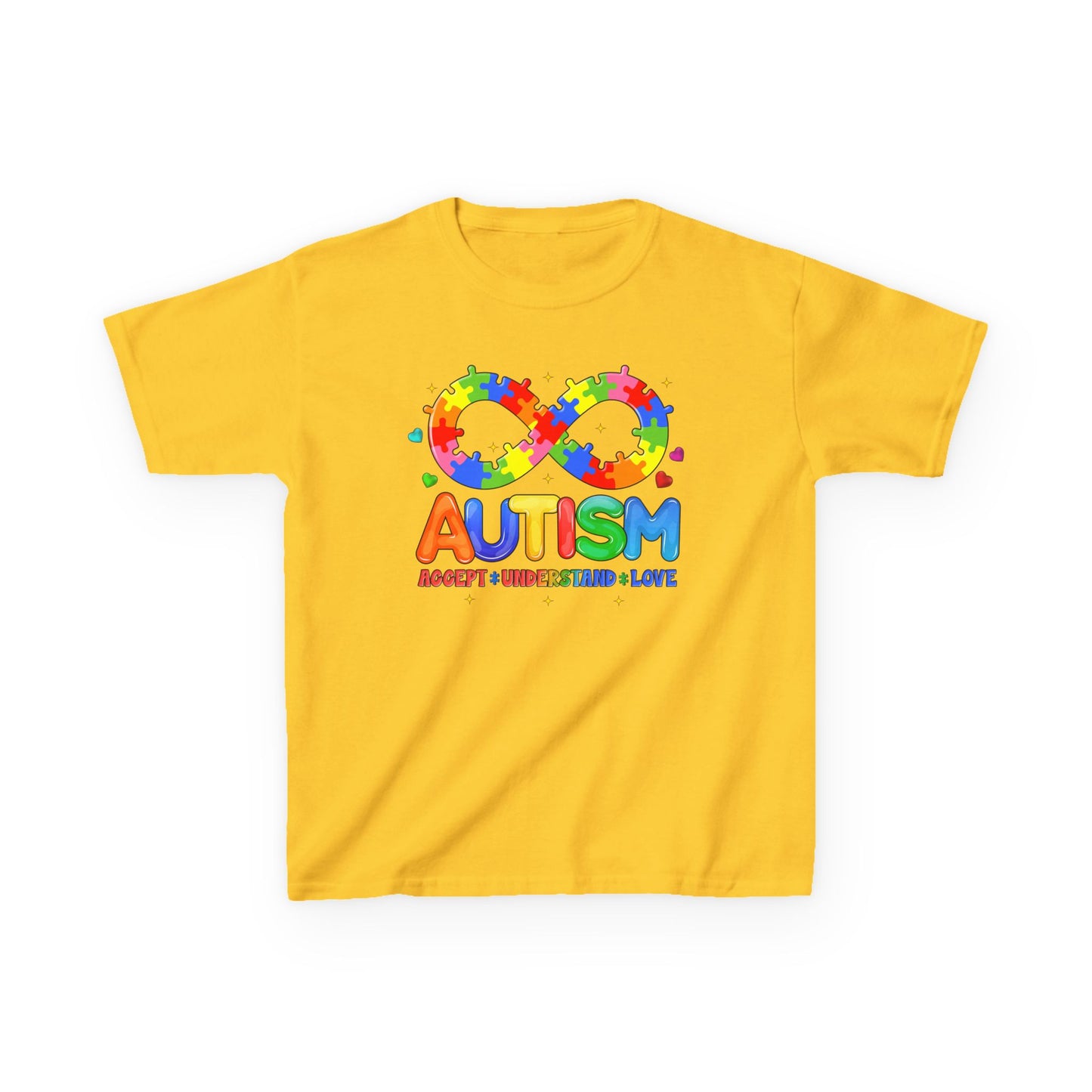 Colorful Autism Awareness Kids Tee, Bright Rainbow Tee, Support, Understand, Love, Gift for Autism Month, Kids Apparel