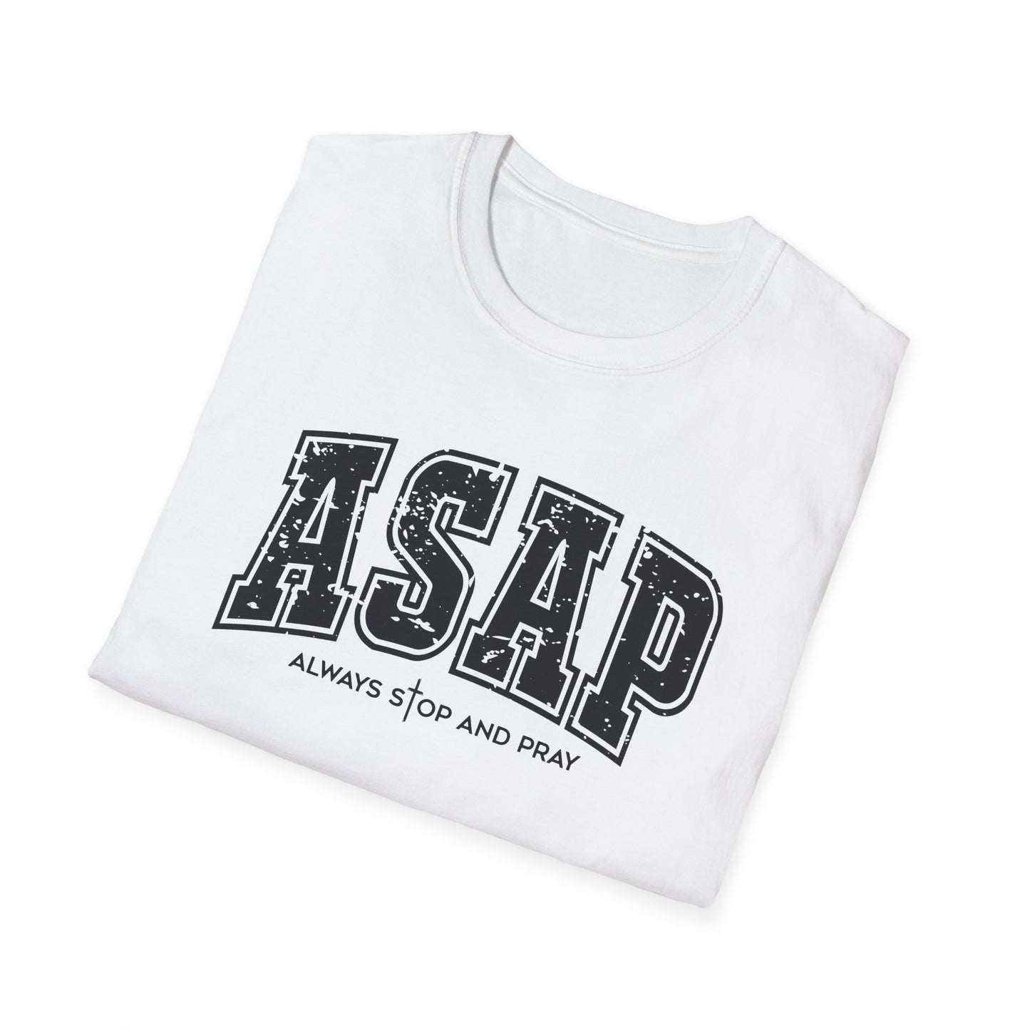 ASAP 'Always Stop And Pray' Graphic T-Shirt — Vintage Collegiate Lettering