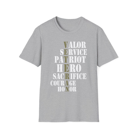 Unisex Softstyle T-Shirt - Valor, Service, Patriot, Hero Graphic Tee