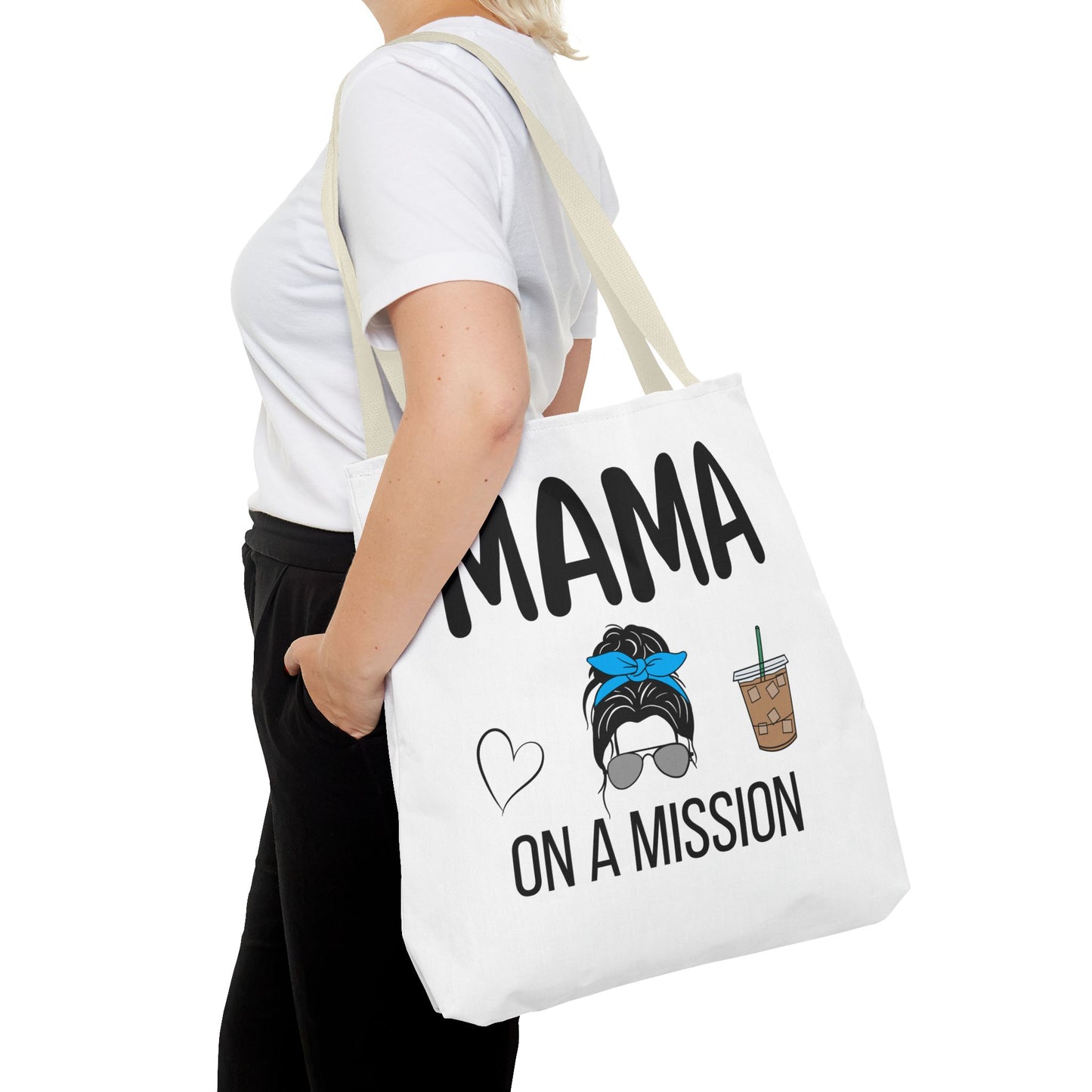 Mama On A Mission Tote Bag – Cute Coffee Mom Graphic Tote