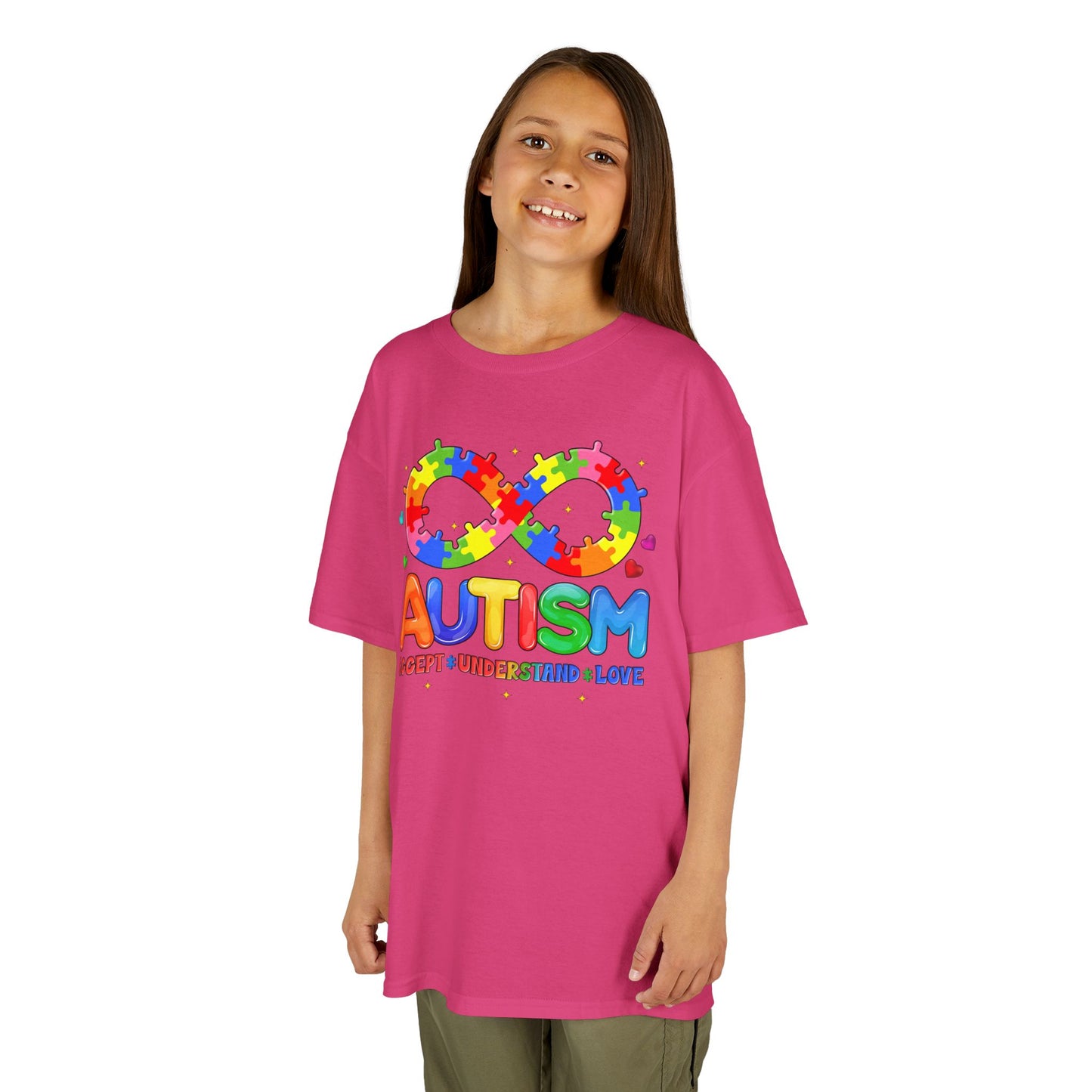 Colorful Autism Awareness Kids Tee, Bright Rainbow Tee, Support, Understand, Love, Gift for Autism Month, Kids Apparel