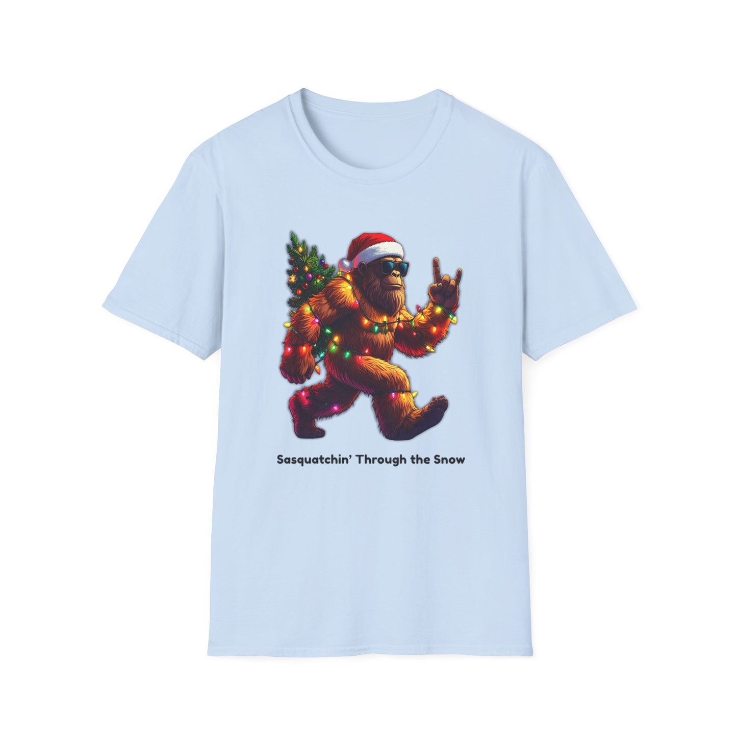 Sasquatch Christmas T-Shirt – “Sasquatchin’ Through the Snow” Holiday Tee