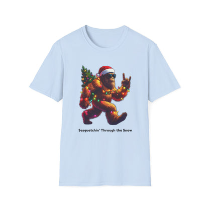 Sasquatch Christmas T-Shirt – “Sasquatchin’ Through the Snow” Holiday Tee