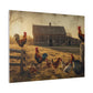 Rustic Morning Rooster Farm Matte Canvas Print