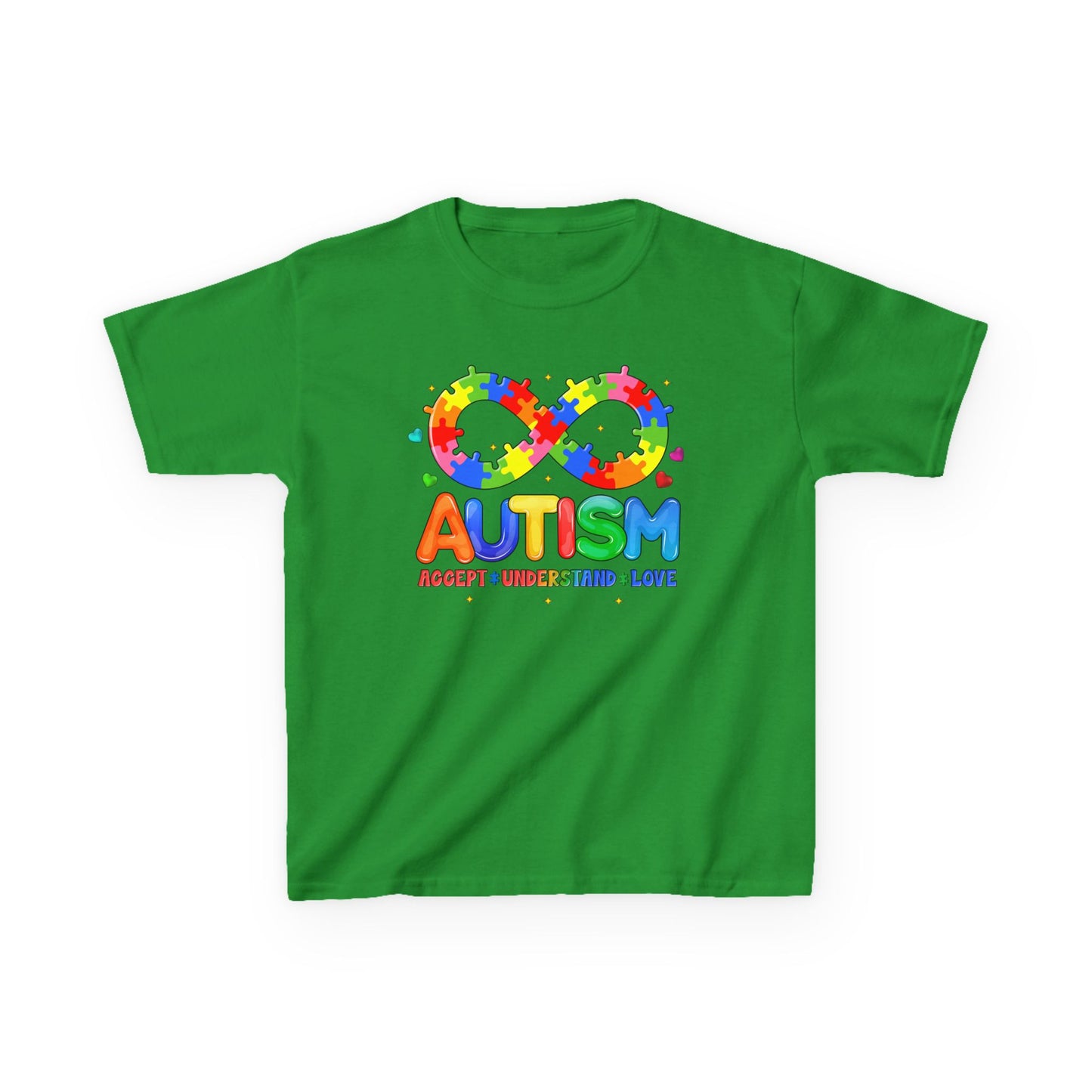 Colorful Autism Awareness Kids Tee, Bright Rainbow Tee, Support, Understand, Love, Gift for Autism Month, Kids Apparel