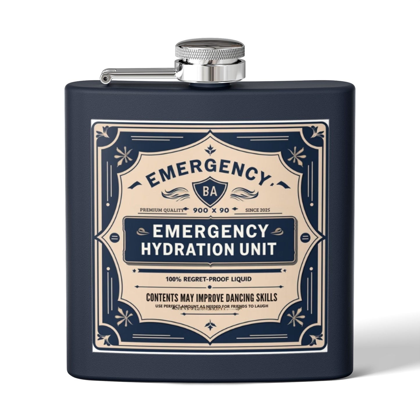 Emergency Hydration Unit Stainless Steel Flask — 6oz Novelty Hip Flask
