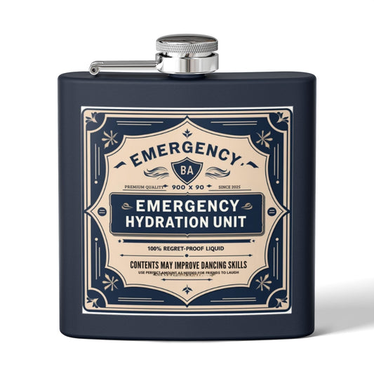 Emergency Hydration Unit Stainless Steel Flask — 6oz Novelty Hip Flask