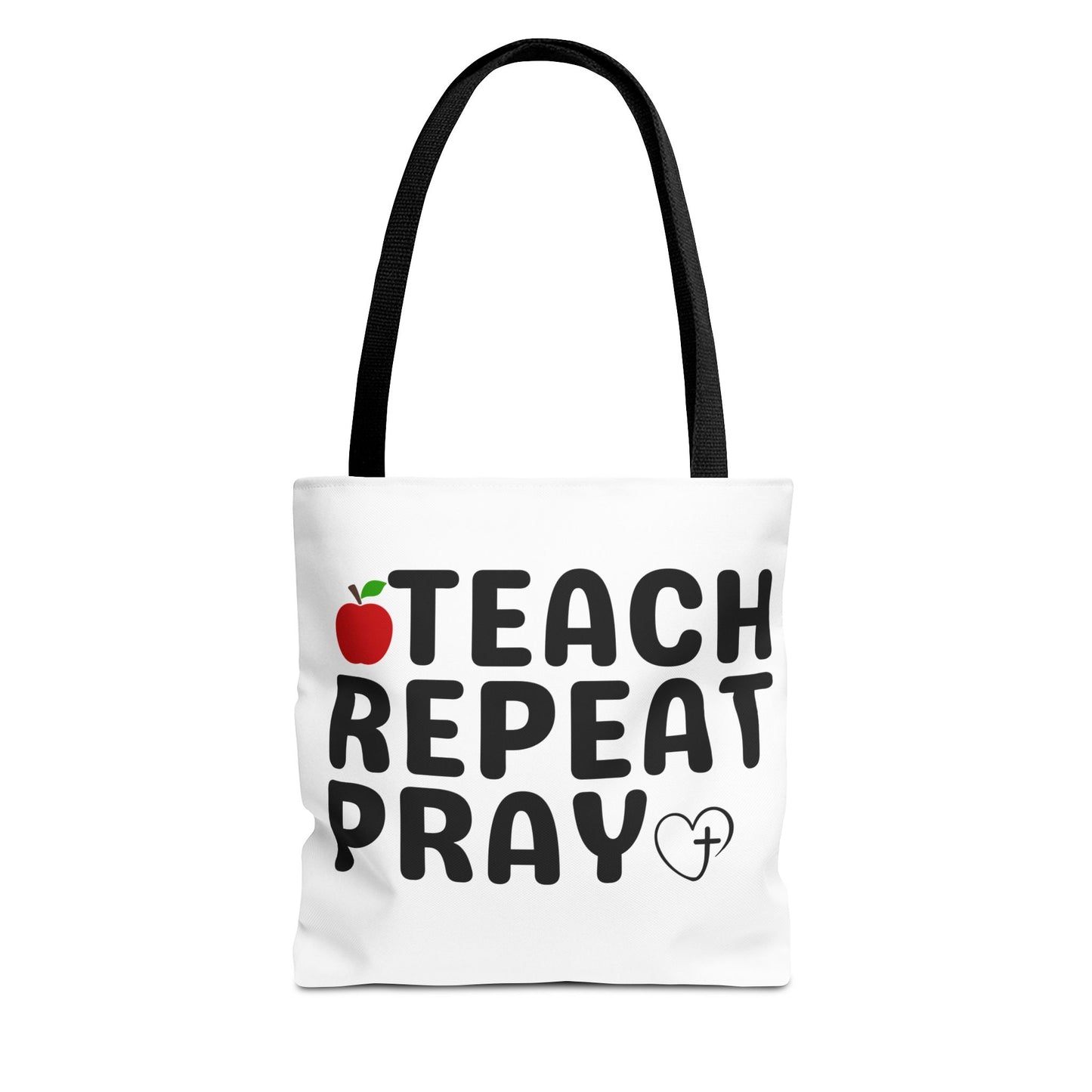 Teach Repeat Pray Tote Bag — Christian Teacher Gift Canvas Grocery Tote