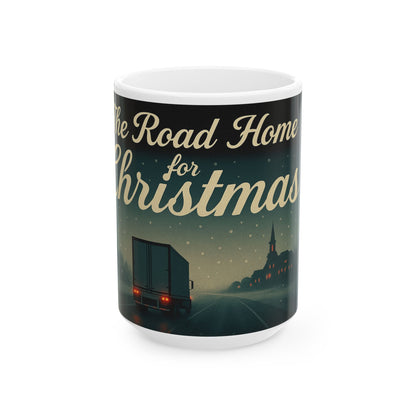 Road Home for Christmas Ceramic Mug - Perfect Holiday Gift