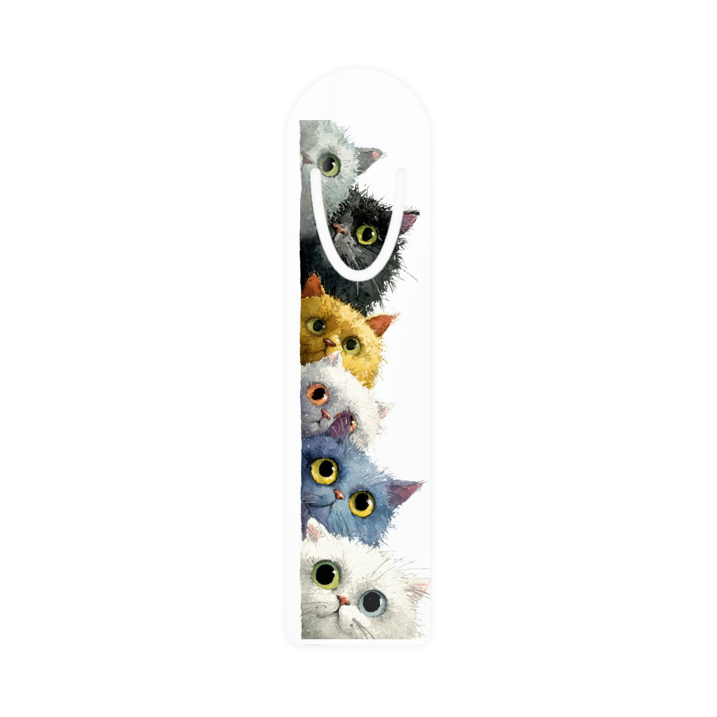 Cat Stack Bookmark — Cute Watercolor Kittens Metal Bookmark