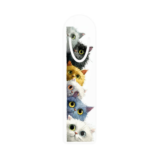 Cat Stack Bookmark — Cute Watercolor Kittens Metal Bookmark
