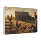 Rustic Morning Rooster Farm Matte Canvas Print