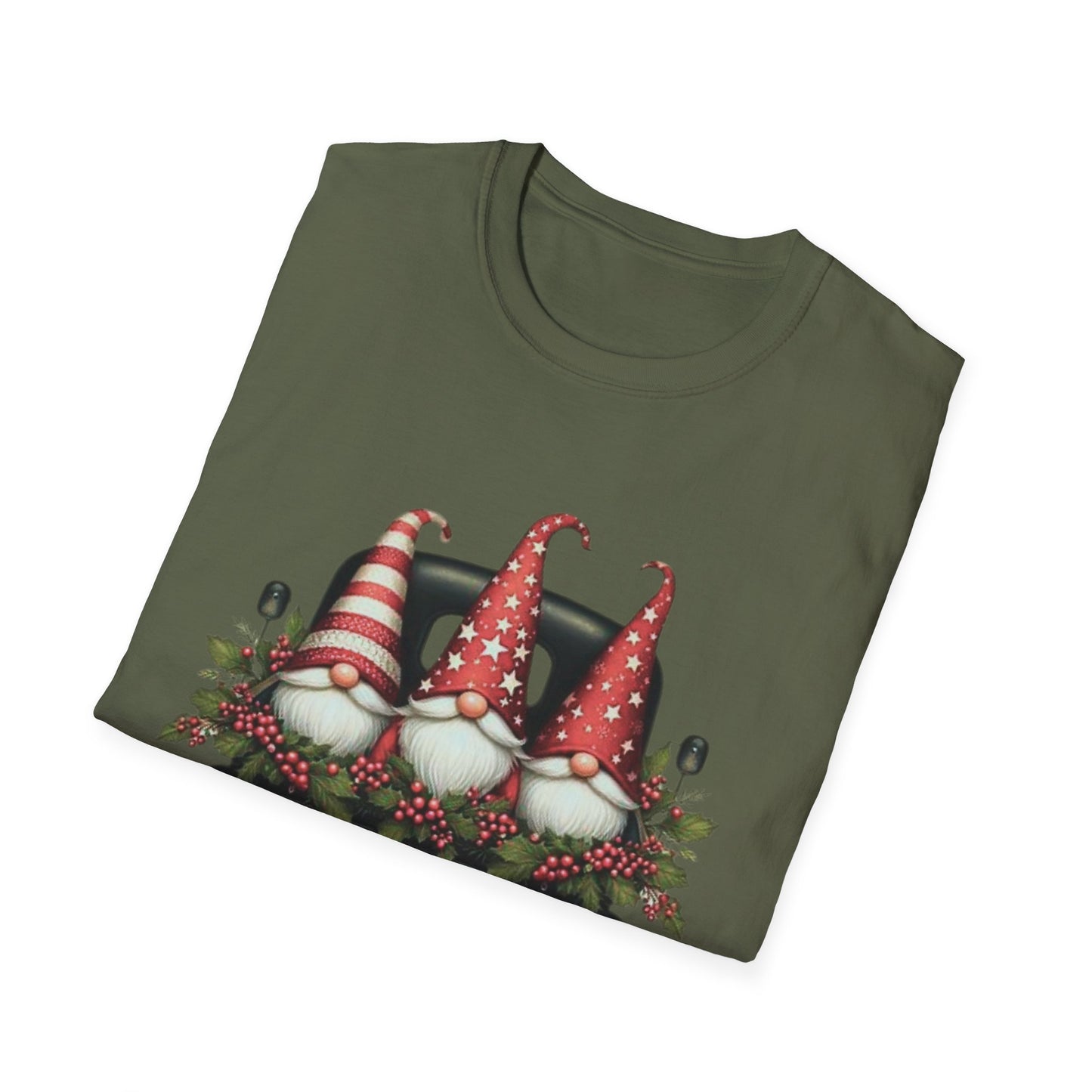 Merry Christmas Gnome T-Shirt | Unisex Softstyle Tee | Holiday Gift, Christmas Apparel, Gnome Lover Shirt, Festive Wear, Seasonal Top