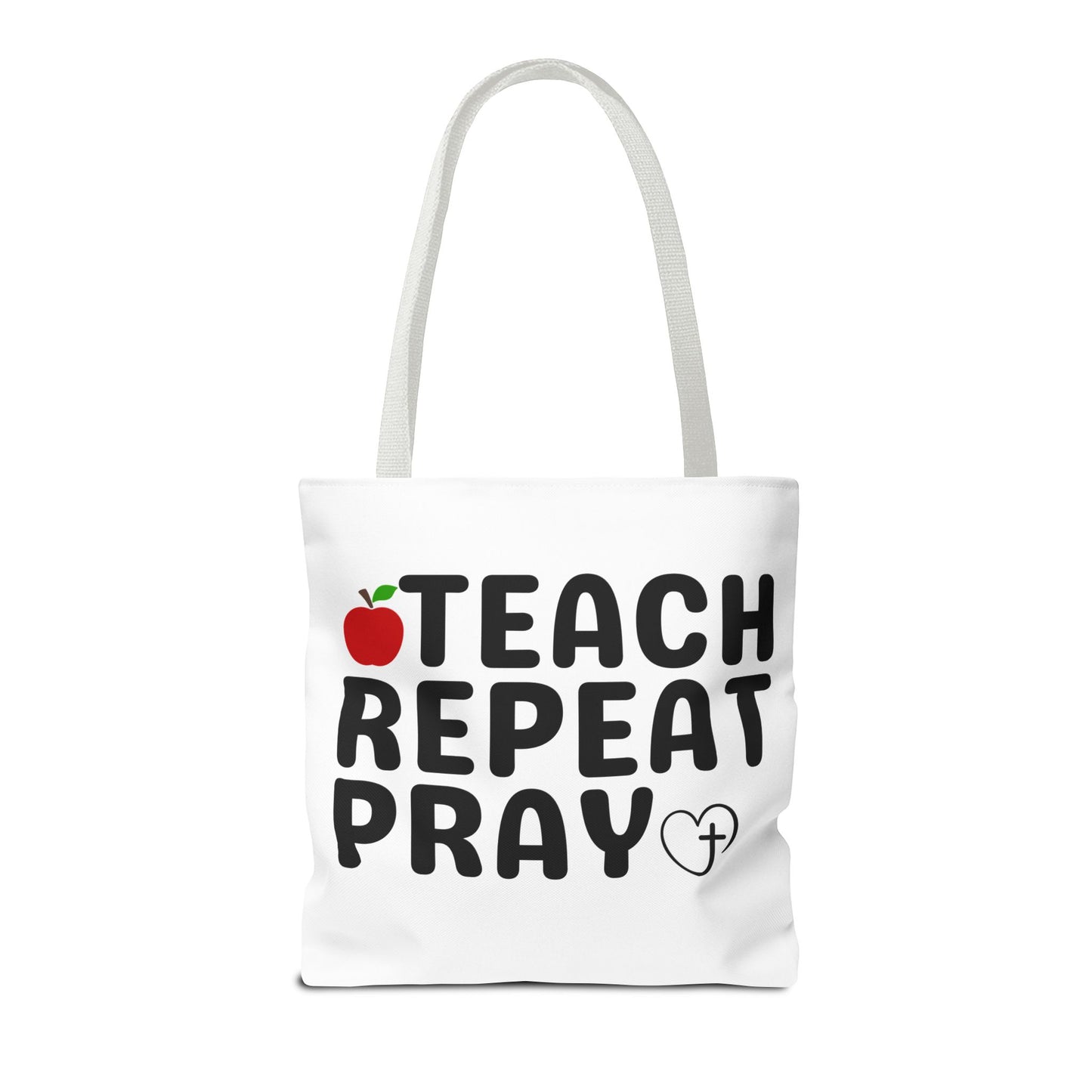 Teach Repeat Pray Tote Bag — Christian Teacher Gift Canvas Grocery Tote