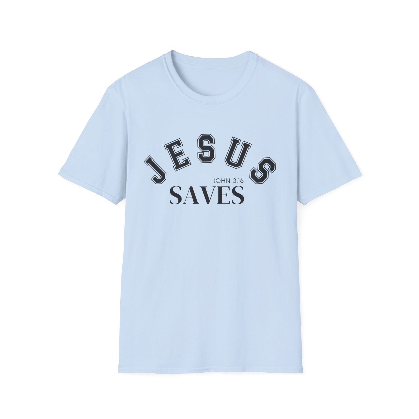 Jesus Saves Unisex Softstyle T-Shirt, Inspirational Graphic Tee, Christian Apparel, Faith-Based Gift, Casual Wear