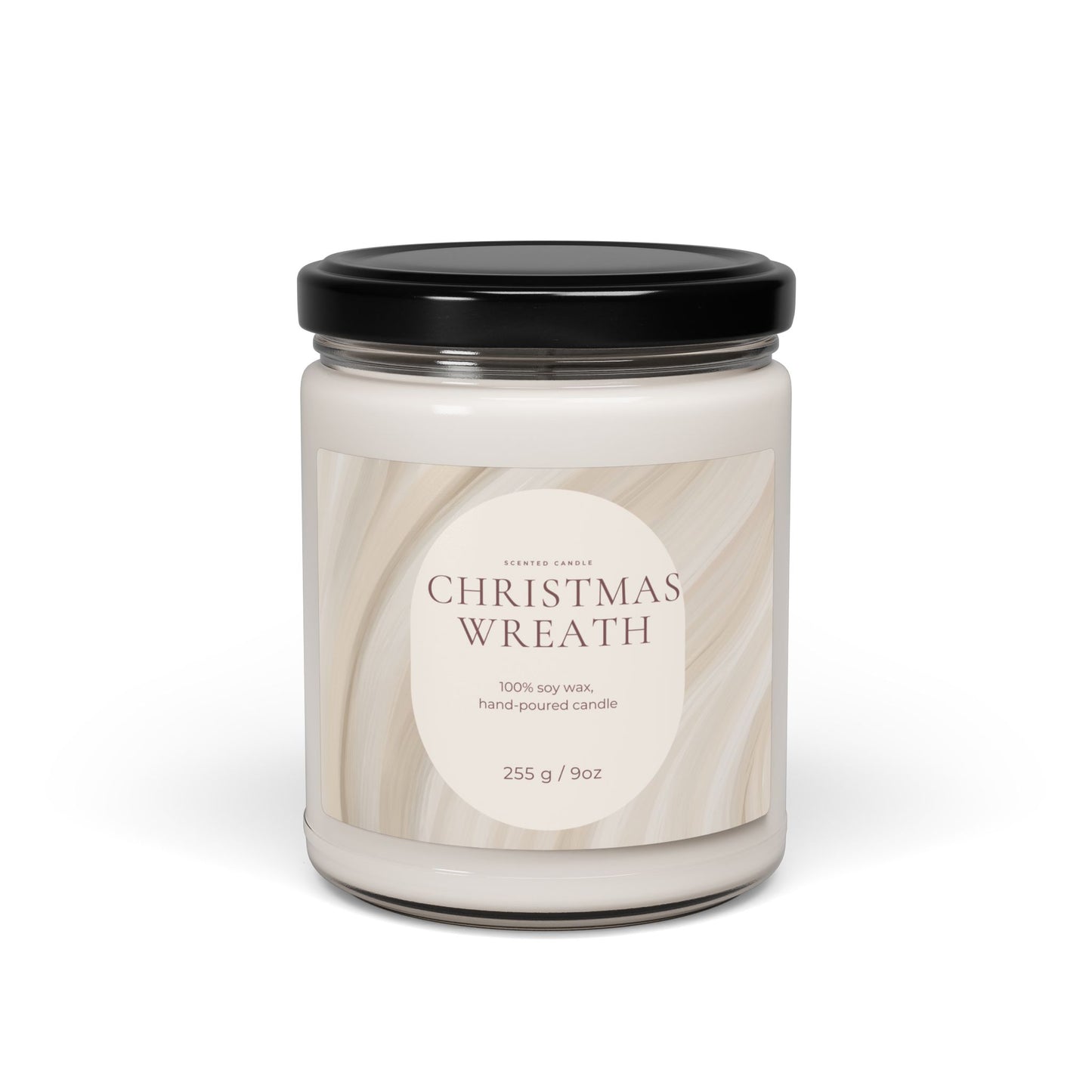 Christmas Wreath Scented Soy Candle — 9 oz Holiday Aromatherapy Jar